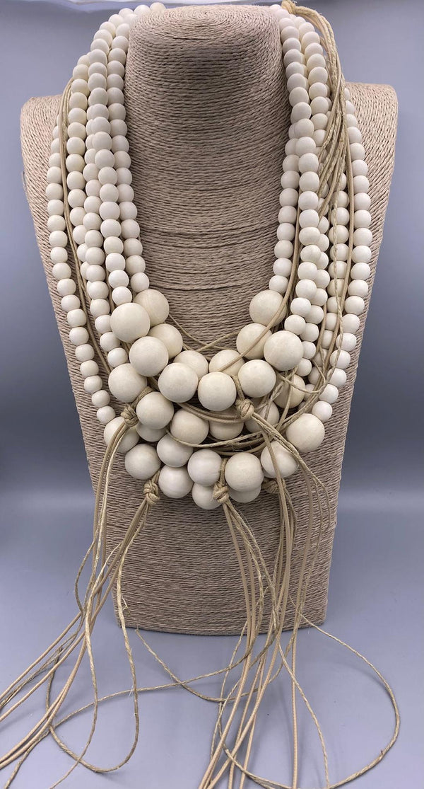 Layered White Necklace - 302644