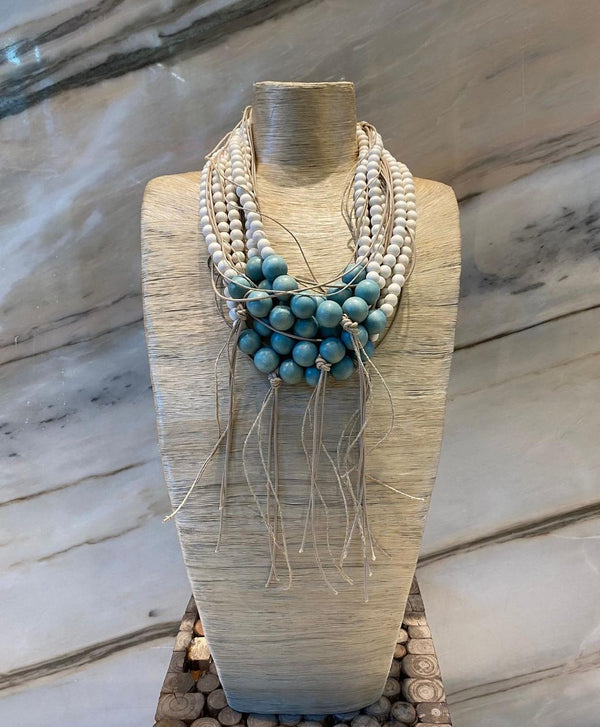 Layered White Necklace - 302644
