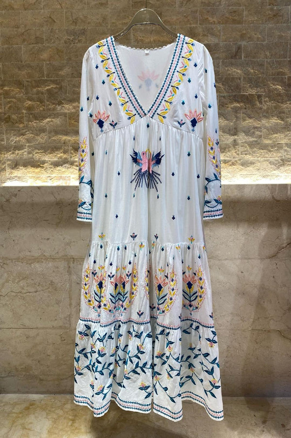 Long Embroidered Kaftan Dress - AWSS-378/24