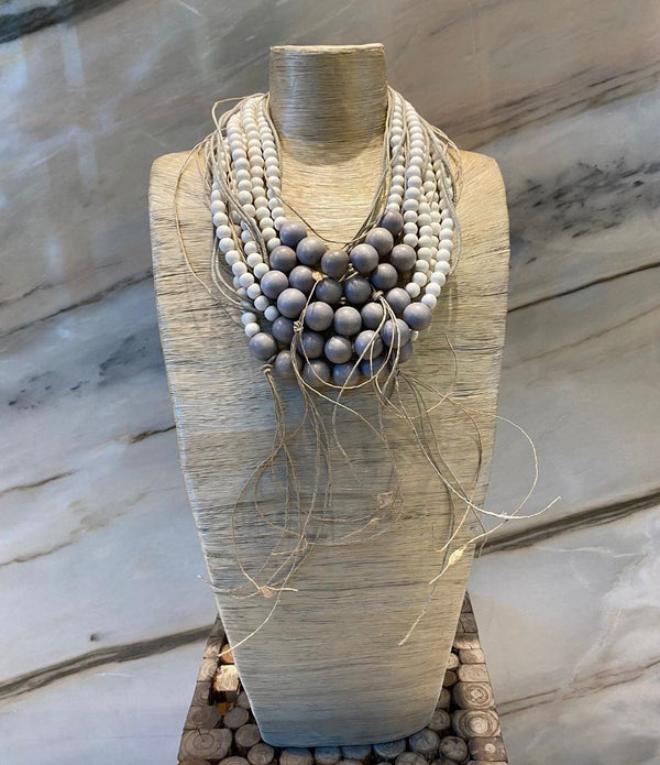 Layered White Necklace - 302644