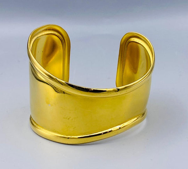 Geometric Wide Organic Bone Open Cuff Bracelet - BPU981