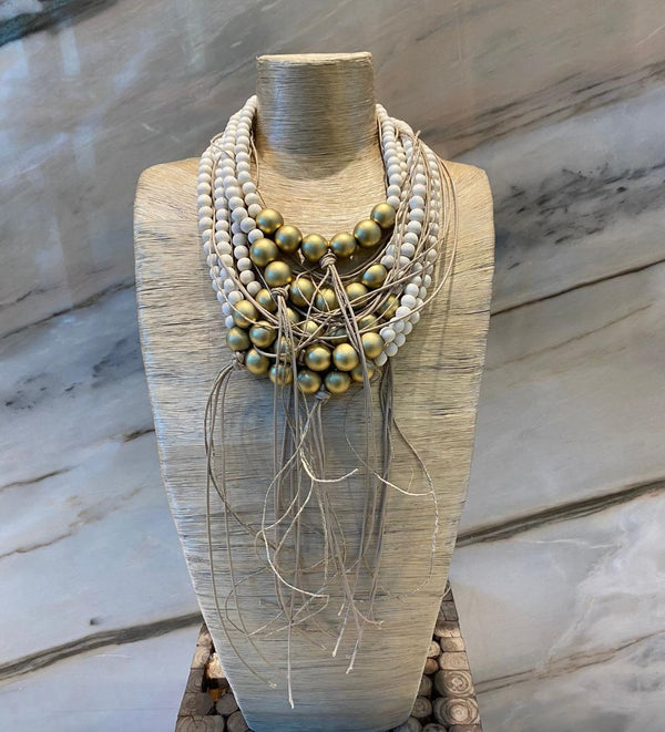 Layered White Necklace - 302644