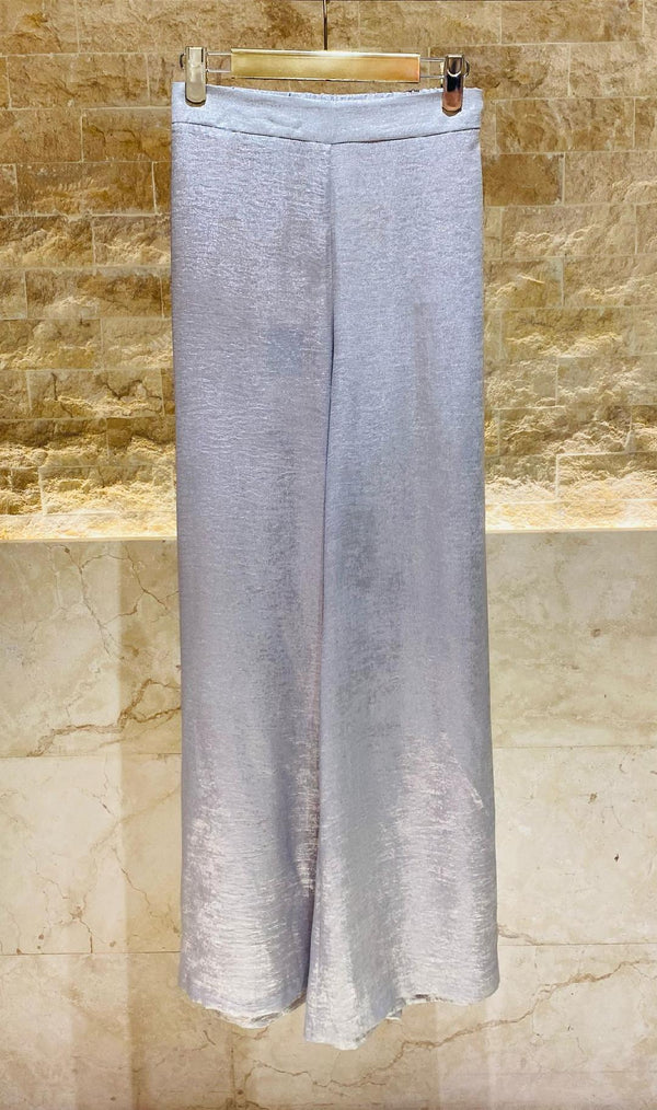 53-5106 السراويل المعدنية ذات الساق العريضة ذات الخصر العالي بسحاب
