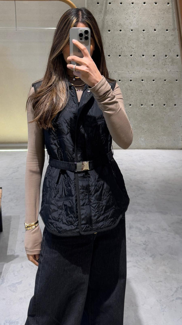 Embroidered Belted Vest - 5FA181501