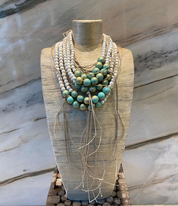 Layered White Necklace - 302644
