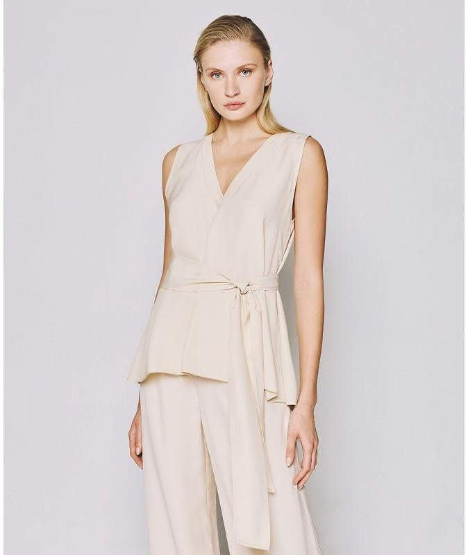 53-2004 V Neck Oversized Sleeveless Top - Brown Loft