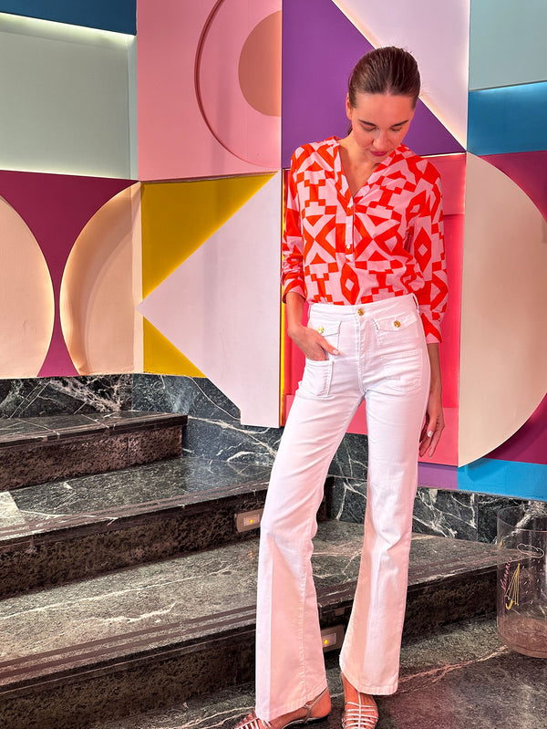 Slightly Flared Denim Pants - 32113