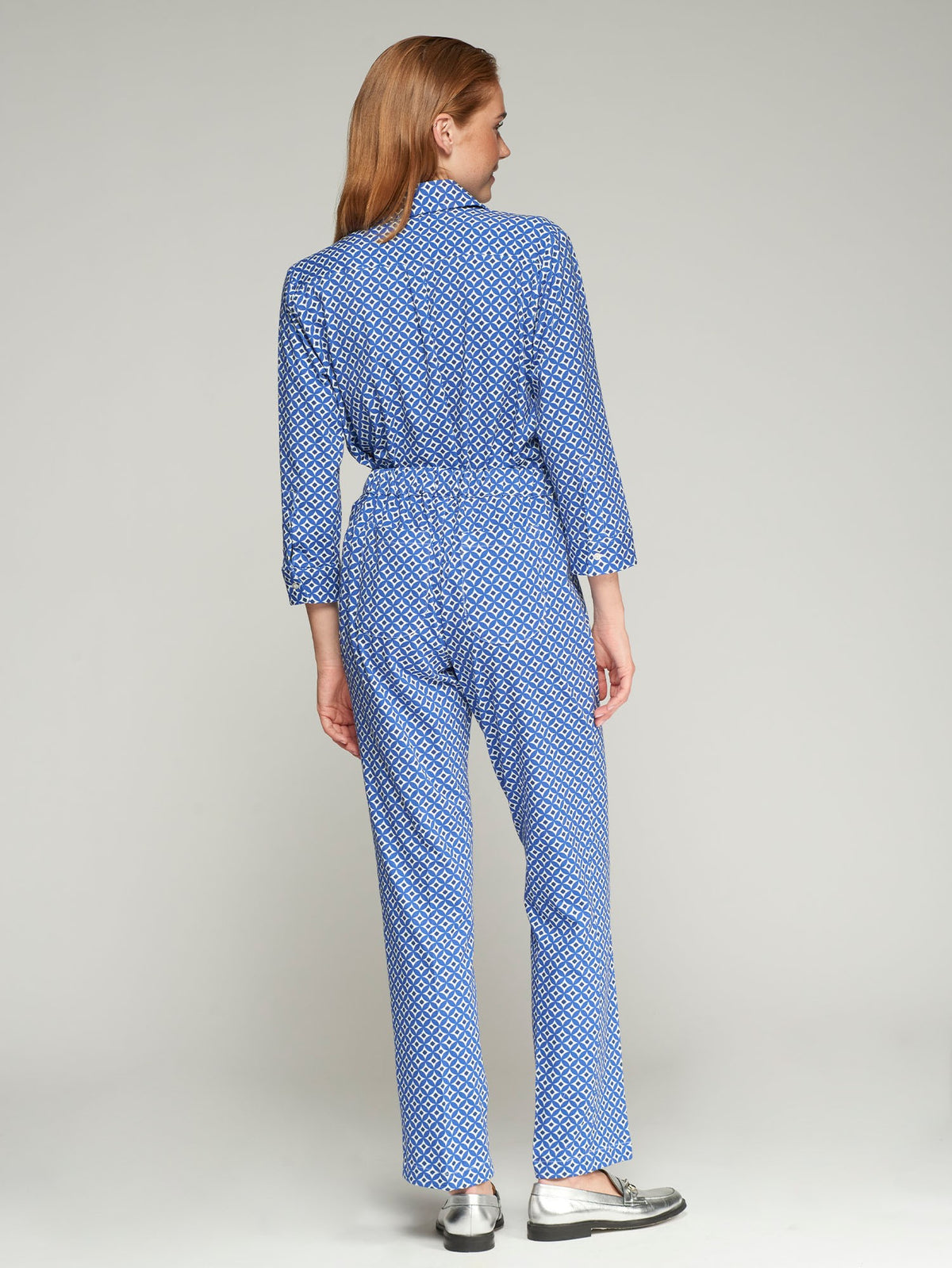 32251 Geometric Print Straight Cut Pants - Brown Loft