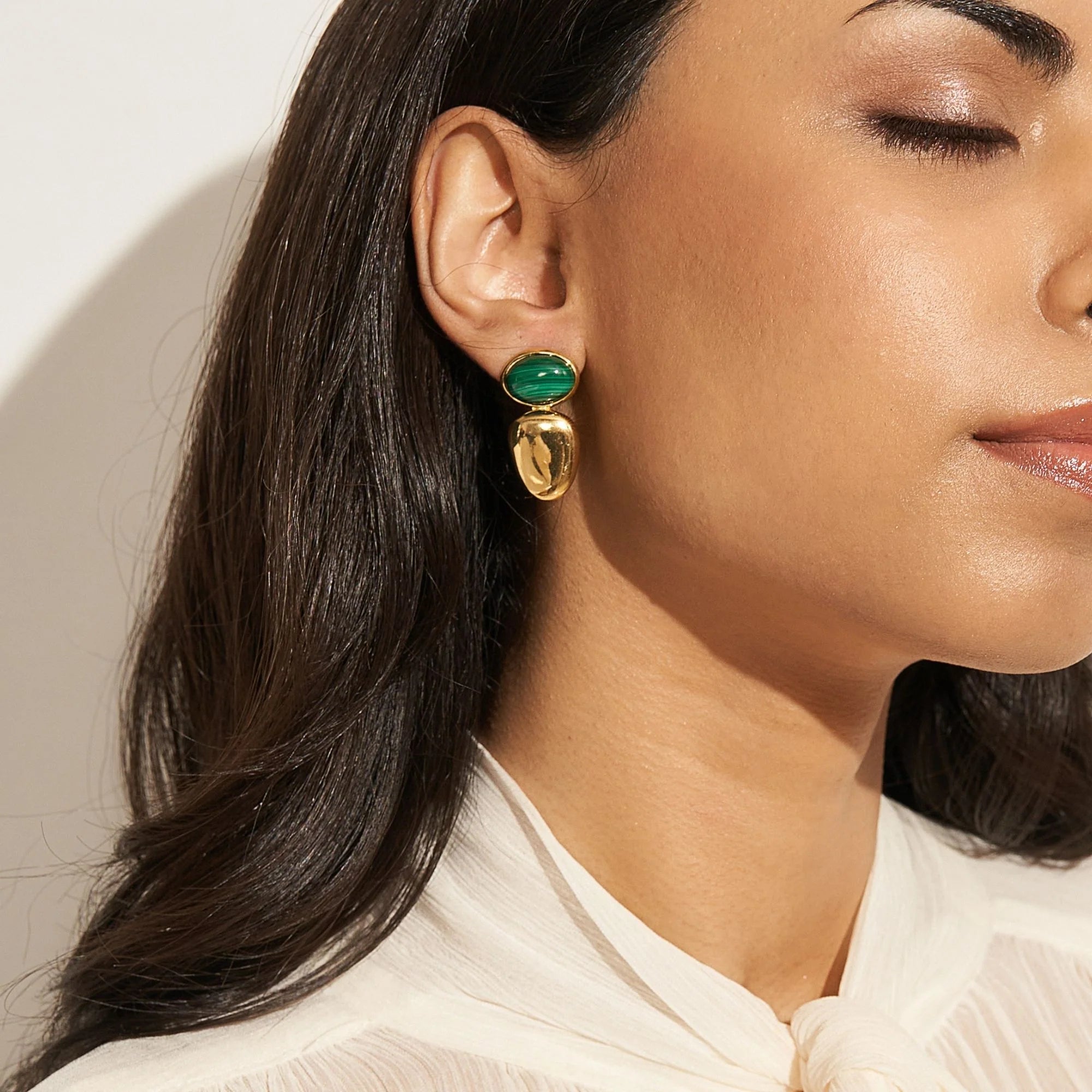 Tyra Malachite Earrings - Brown Loft