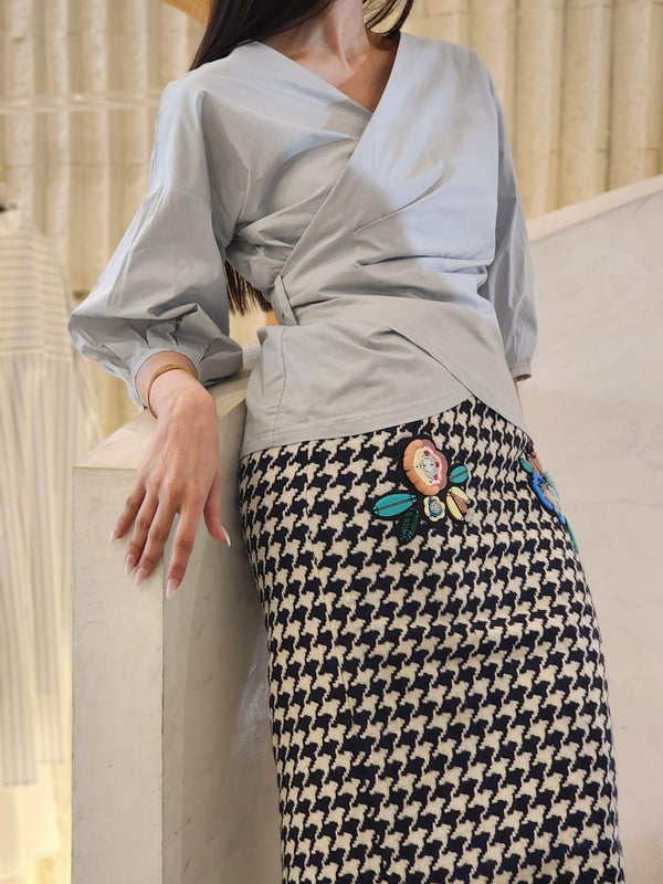 17S2018 (Checked Knit Skirt) تنورة متماسكة مربعة