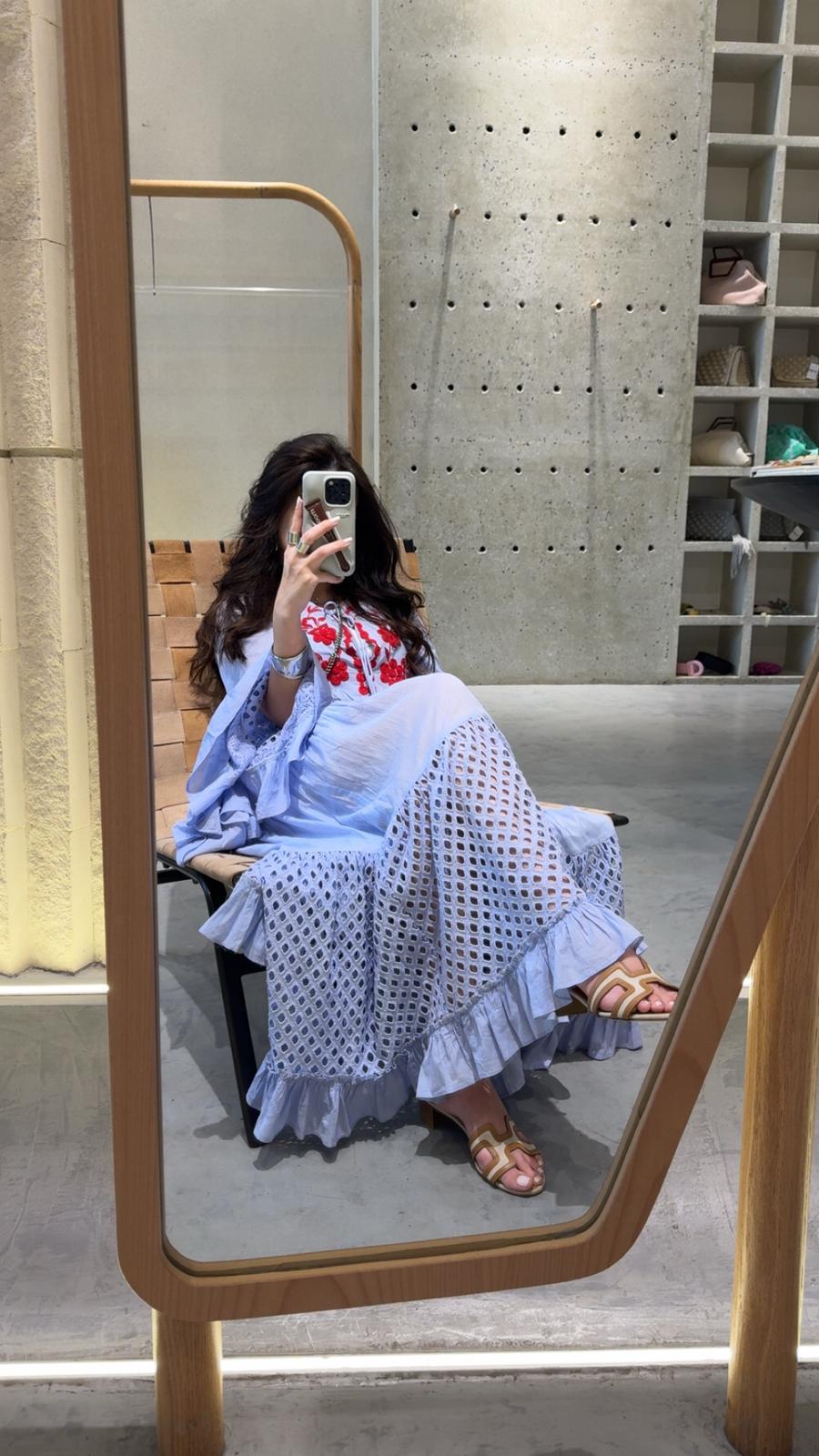 AWD-2020 Blue Kaftan Dress - Brown Loft