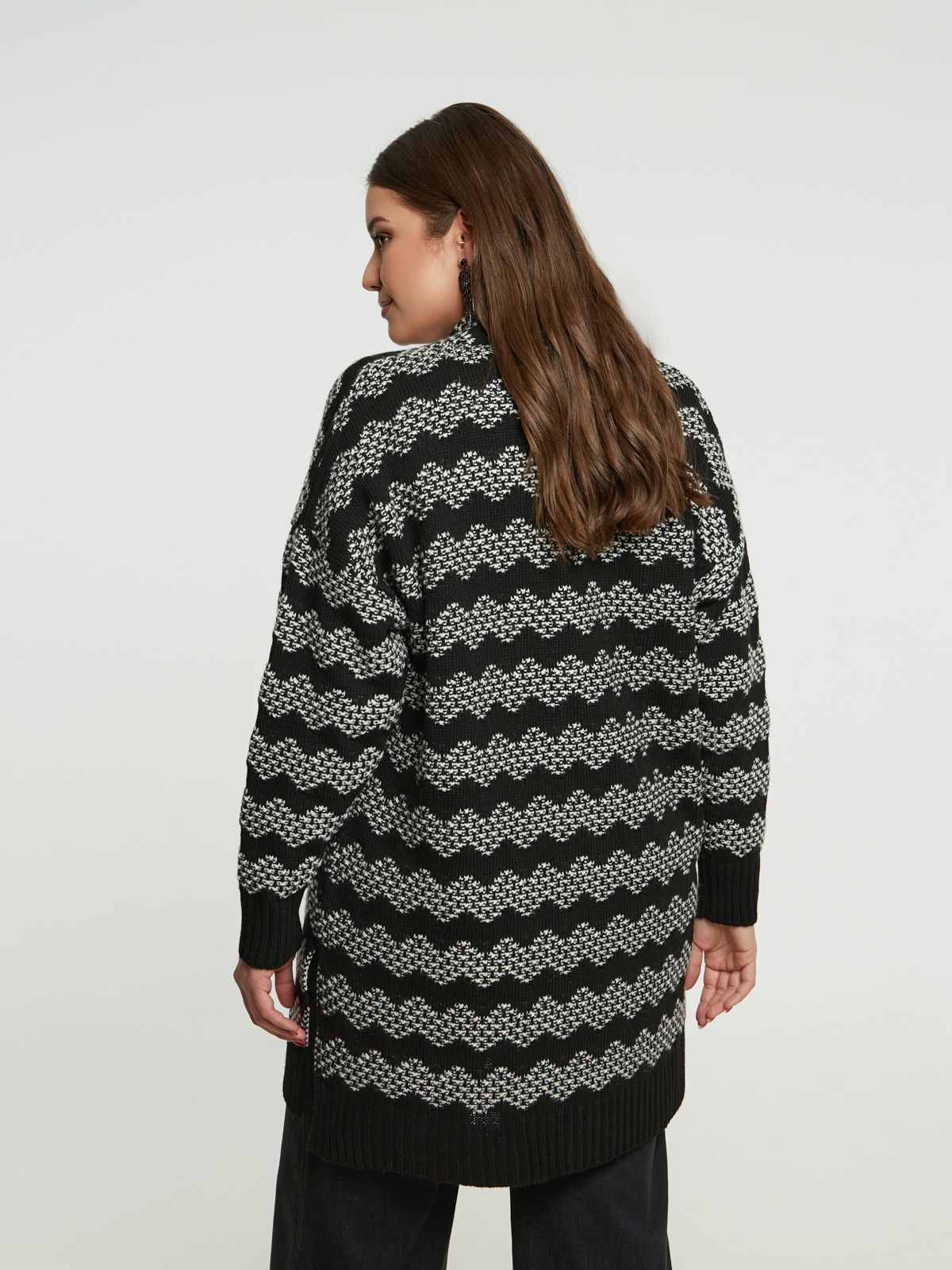 8401.5031 Zigzag Knit Cardigan - Brown Loft