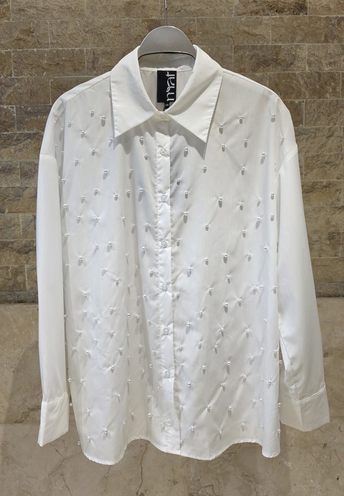 Pearl Embellished Cotton Shirt 0004.3512