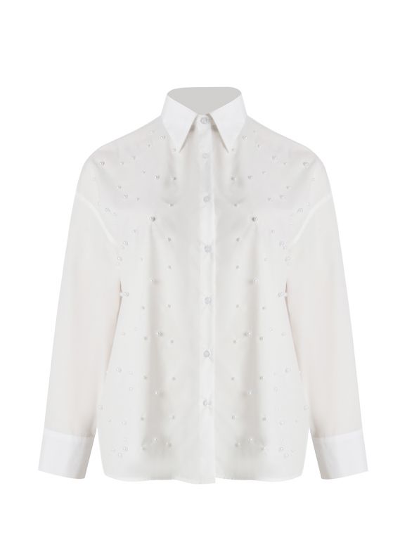 Pearl Embellished Cotton Shirt 0004.3512