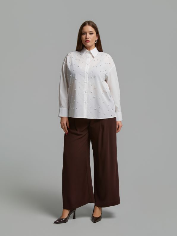 Pearl Embellished Cotton Shirt 0004.3512