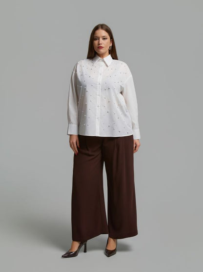 Pearl Embellished Cotton Shirt 0004.3512