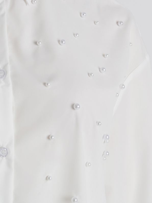 Pearl Embellished Cotton Shirt 0004.3512