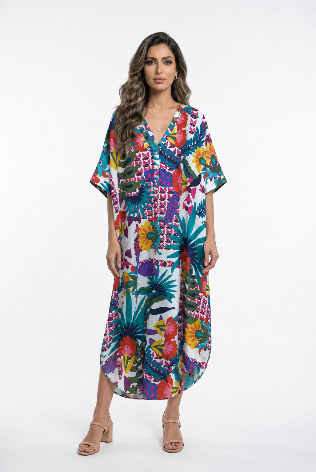 67916-1306 Multicolor Tropical Printed Dress