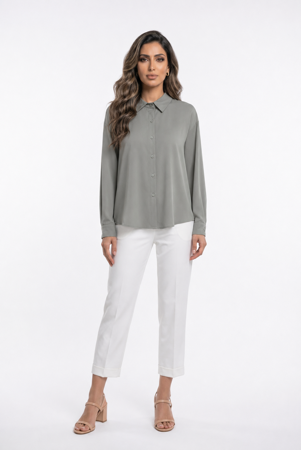 DB90418 Oversized Long Back Shirt