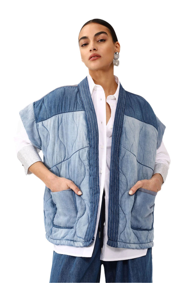 L93IJ006A (Quilted Oversized Denim Vest) سترة الدنيم المتضخم مبطن