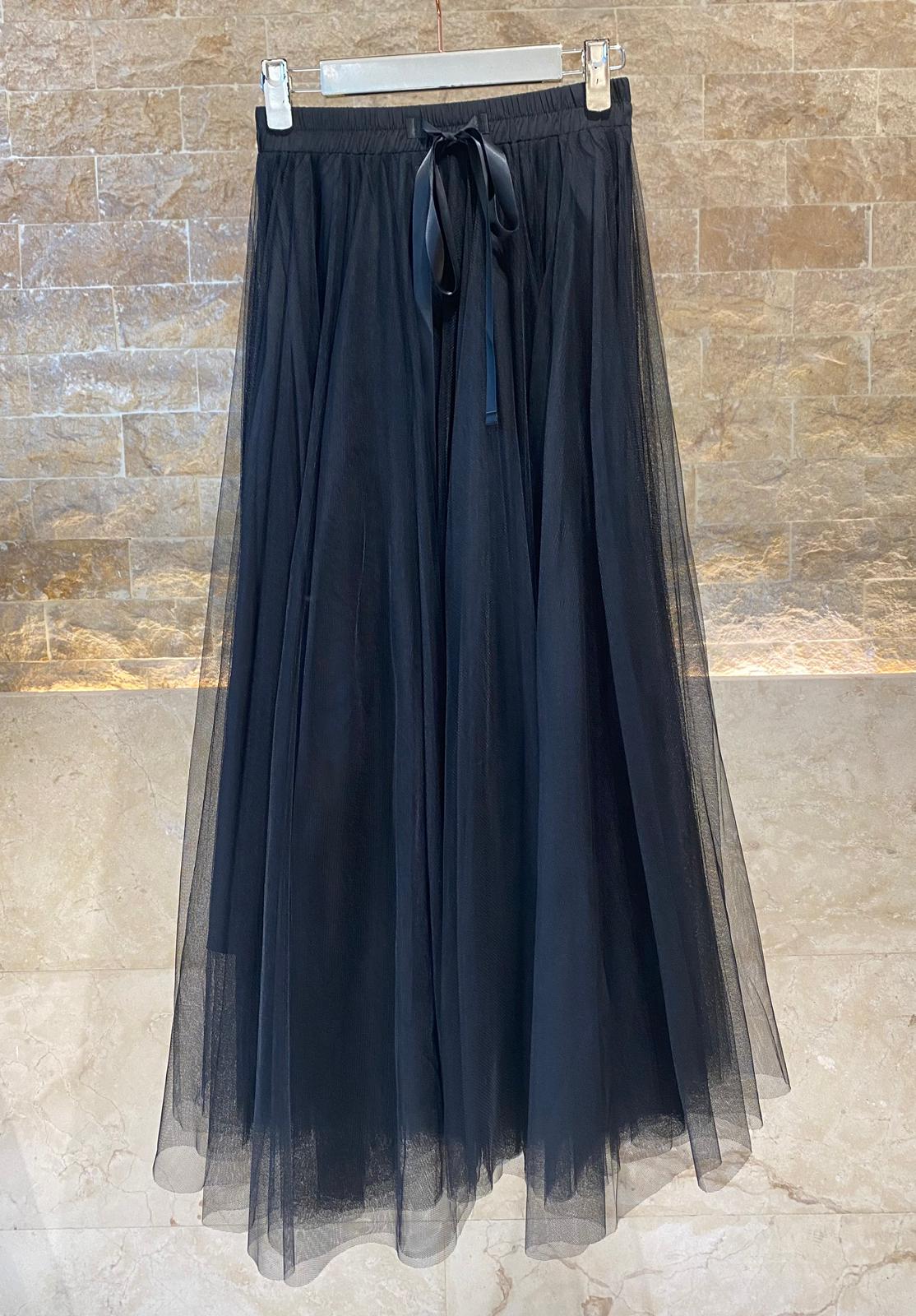 08077 Long Tulle Skirt - Brown Loft