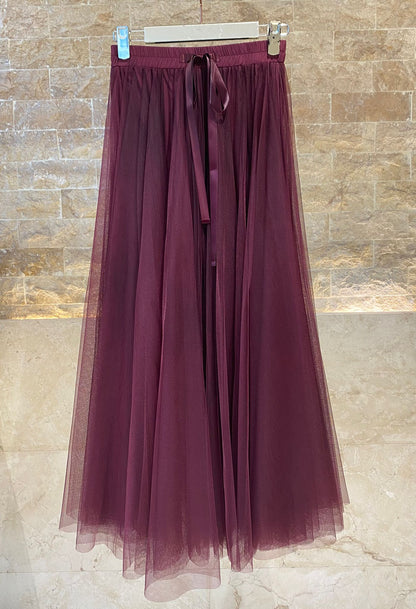 08077 Long Tulle Skirt - Brown Loft