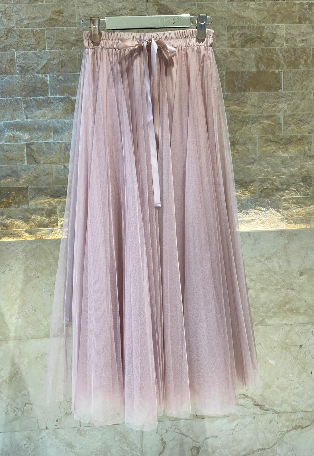 08077 Long Tulle Skirt - Brown Loft