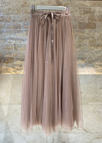 08077 Long Tulle Skirt - Brown Loft