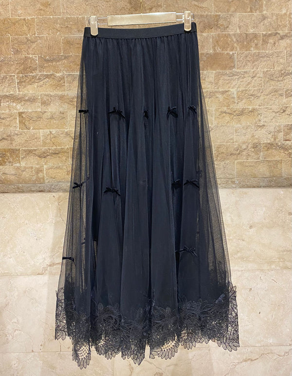 08387 Long Tulle Mesh Skirt تنورة طويلة من التُل الشبكي