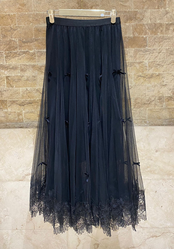 08387 Long Tulle Mesh Skirt تنورة طويلة من التُل الشبكي