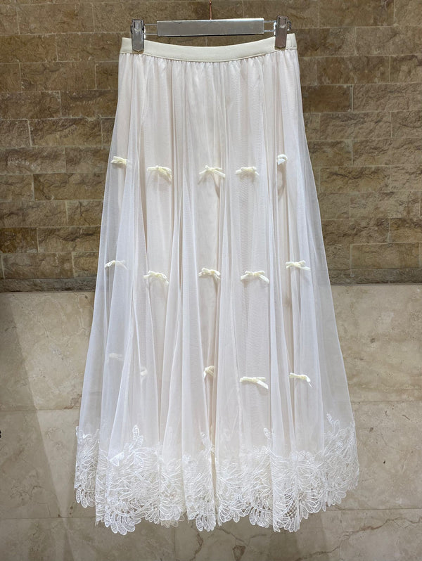 08387 Long Tulle Mesh Skirt تنورة طويلة من التُل الشبكي