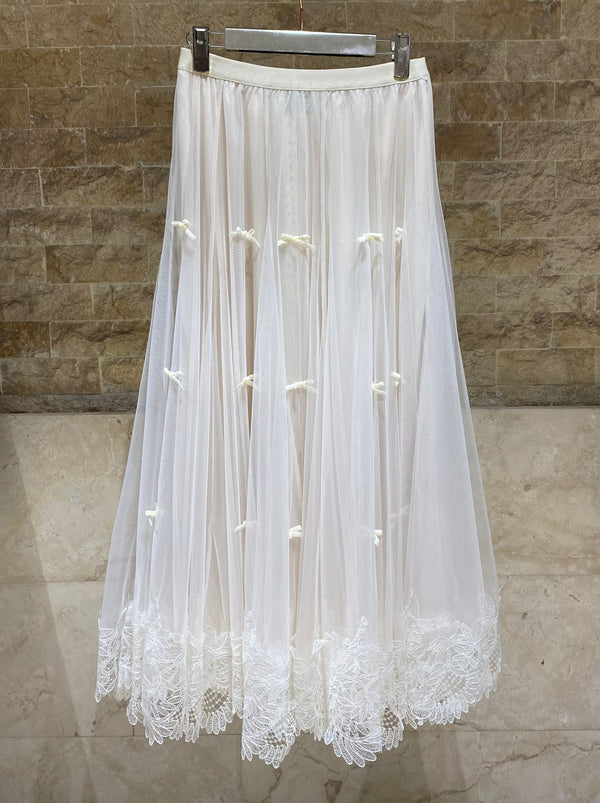 08387 Long Tulle Mesh Skirt تنورة طويلة من التُل الشبكي