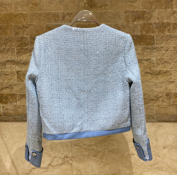 08552 Sequin Boucle Tweed Cropped Jacket سترة قصيرة من التويد بترتر وبوكل