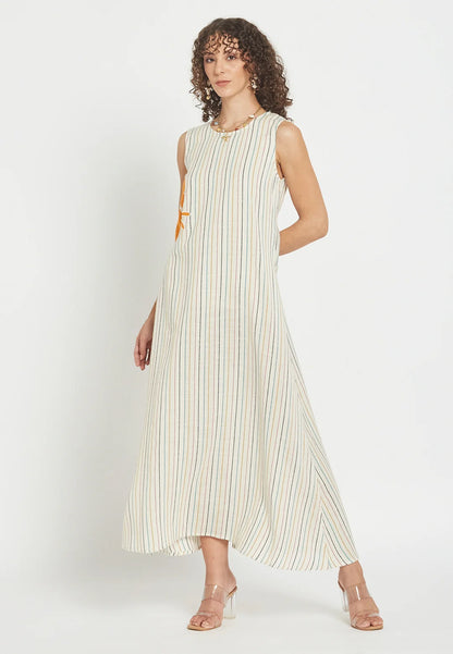 Solara Island Sleeveless Stripes Cotton Maxi Dress