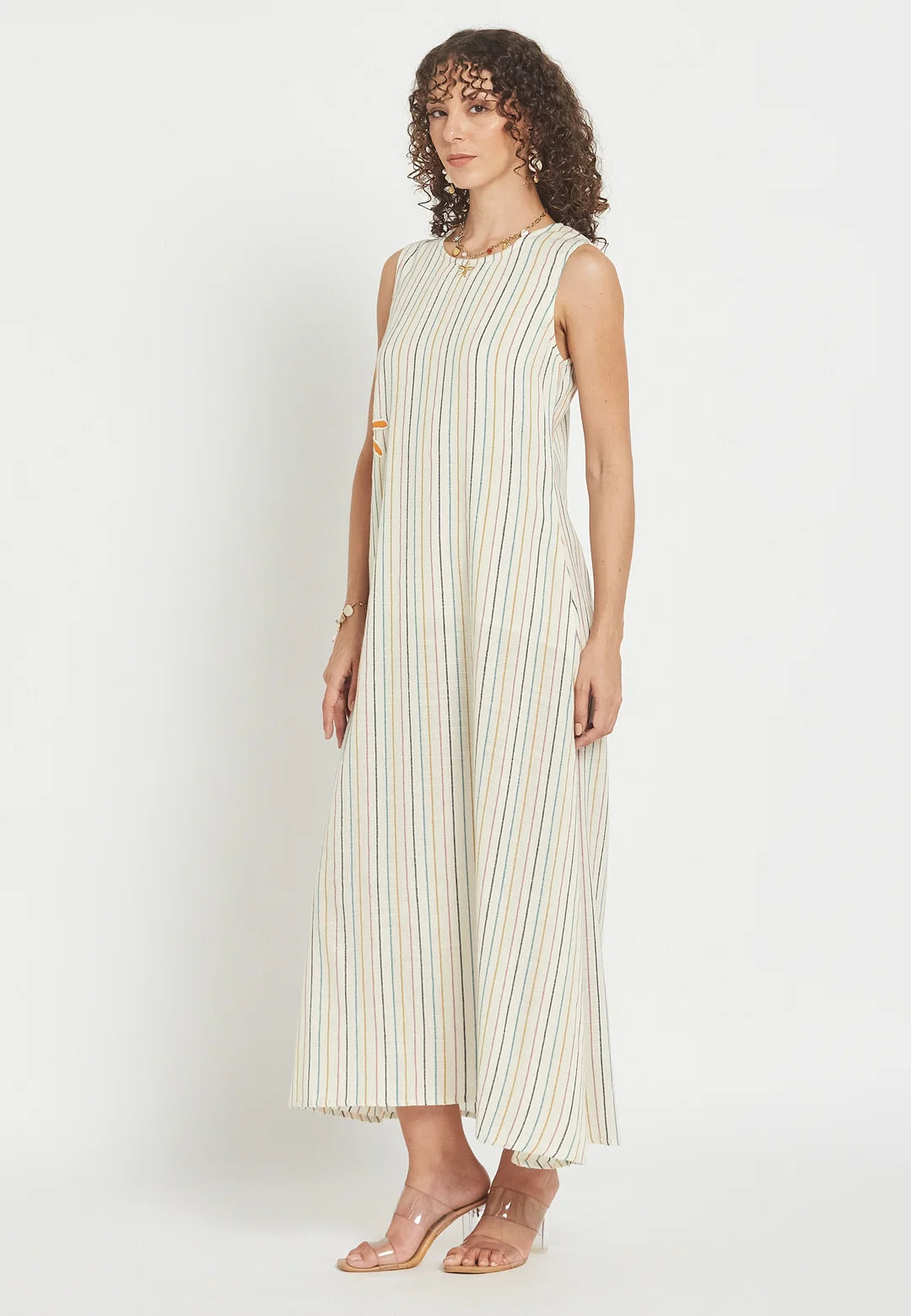 Solara Island Sleeveless Stripes Cotton Maxi Dress