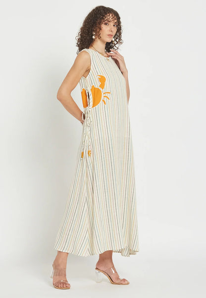 Solara Island Sleeveless Stripes Cotton Maxi Dress