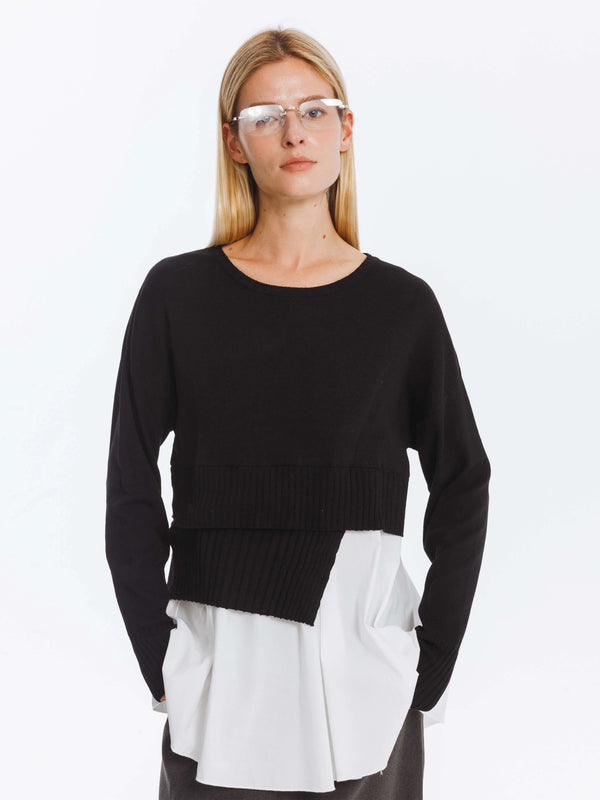 COBAK5024 (Panelled Knitwear Jumper Top) بلوزة كنزة محبوكة مغطاة بألواح