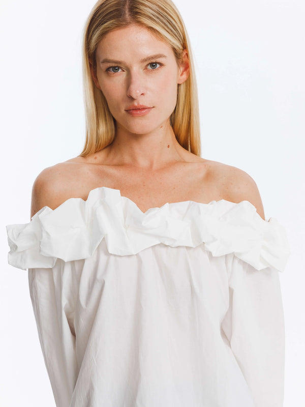 COBDT6001 (3D Ruffled Collared Off Shoulder Top )