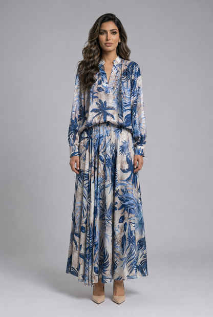 Palm Leaf Patterned Oversized Top DB2658/7515