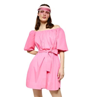 S2-3017 (Off Shoulder Loose Fit Mini Dress) فستان قصير فضفاض مكشوف الكتفين