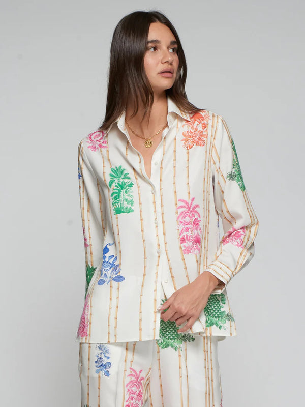 33647 Colorful Tropical Illustrations Shirt قميص برسومات استوائية ملونة