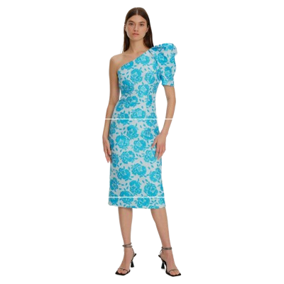 Floral Patterned Fitted Midi Dress 3218025