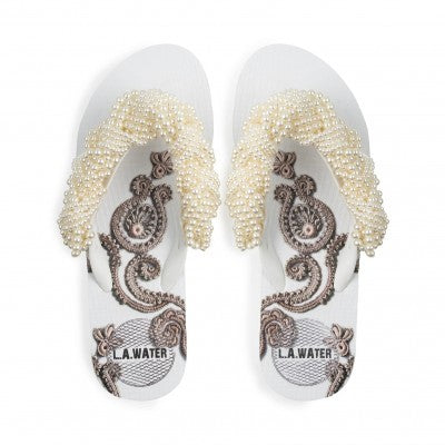 White Paisley Slippers