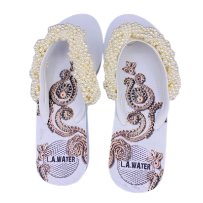 White Paisley Slippers