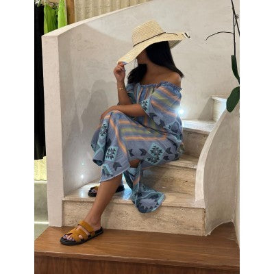 14507N454 Off Shoulder Embroidered Dress