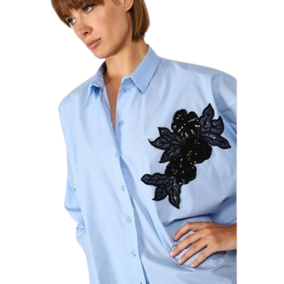 Black Floral Sequins Shirts قمصان الترتر الأزهار السوداء