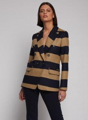 3W222 30776 (Stripe Italian Wool Blend Jacket) سترة مخططة من مزيج الصوف الإيطالي