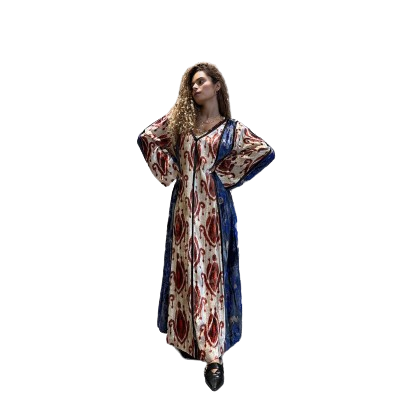 AWSS-411/24 (Velvet Printed A Line Wide Oversized Kaftan) قفطان مخملي واسع ومطبوع على شكل حرف A