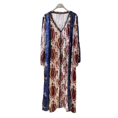 AWSS-411/24 (Velvet Printed A Line Wide Oversized Kaftan) قفطان مخملي واسع ومطبوع على شكل حرف A