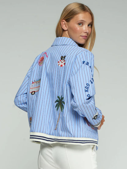33207 Striped Bomber Jacket - Brown Loft
